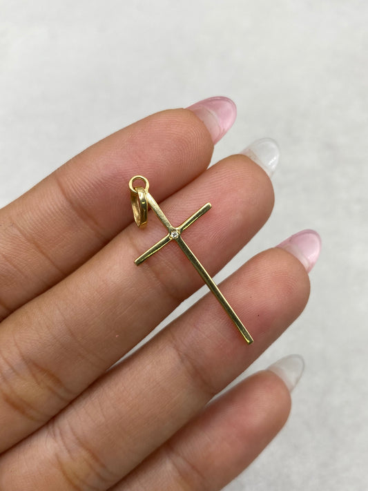 Dije cruz circon centro blanco (R) Oro amarillo 18k 0,74 Gr / 14,34 mm / 3,5 Cm