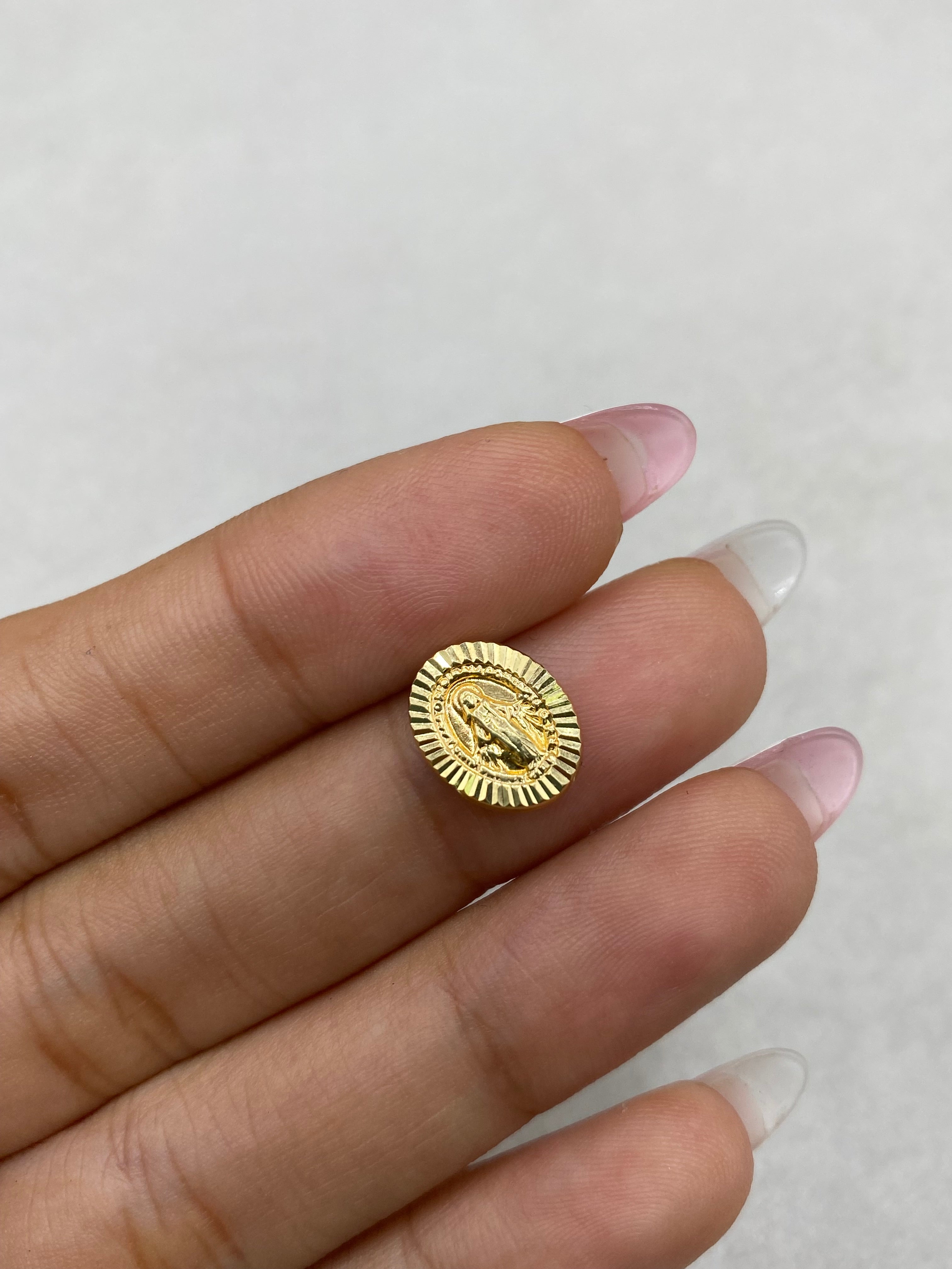 Herraje virgen milagrosa diamantado (R) Oro amarillo 18k 0,52 Gr / 1,3 Cm