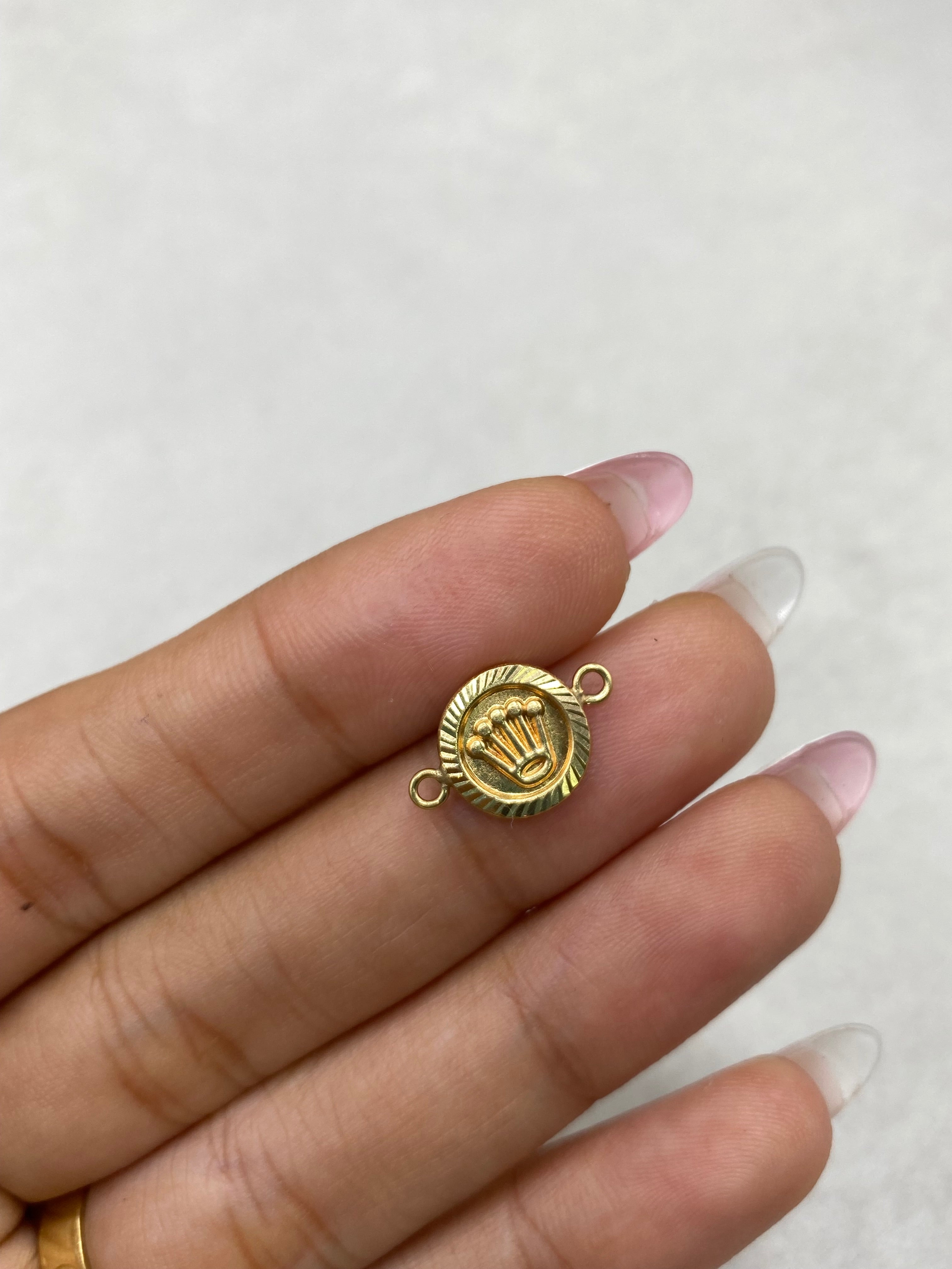 Herraje corona rx borde diamantado (R) Oro amarillo 18k 0,55 Gr / 1,6 Cm