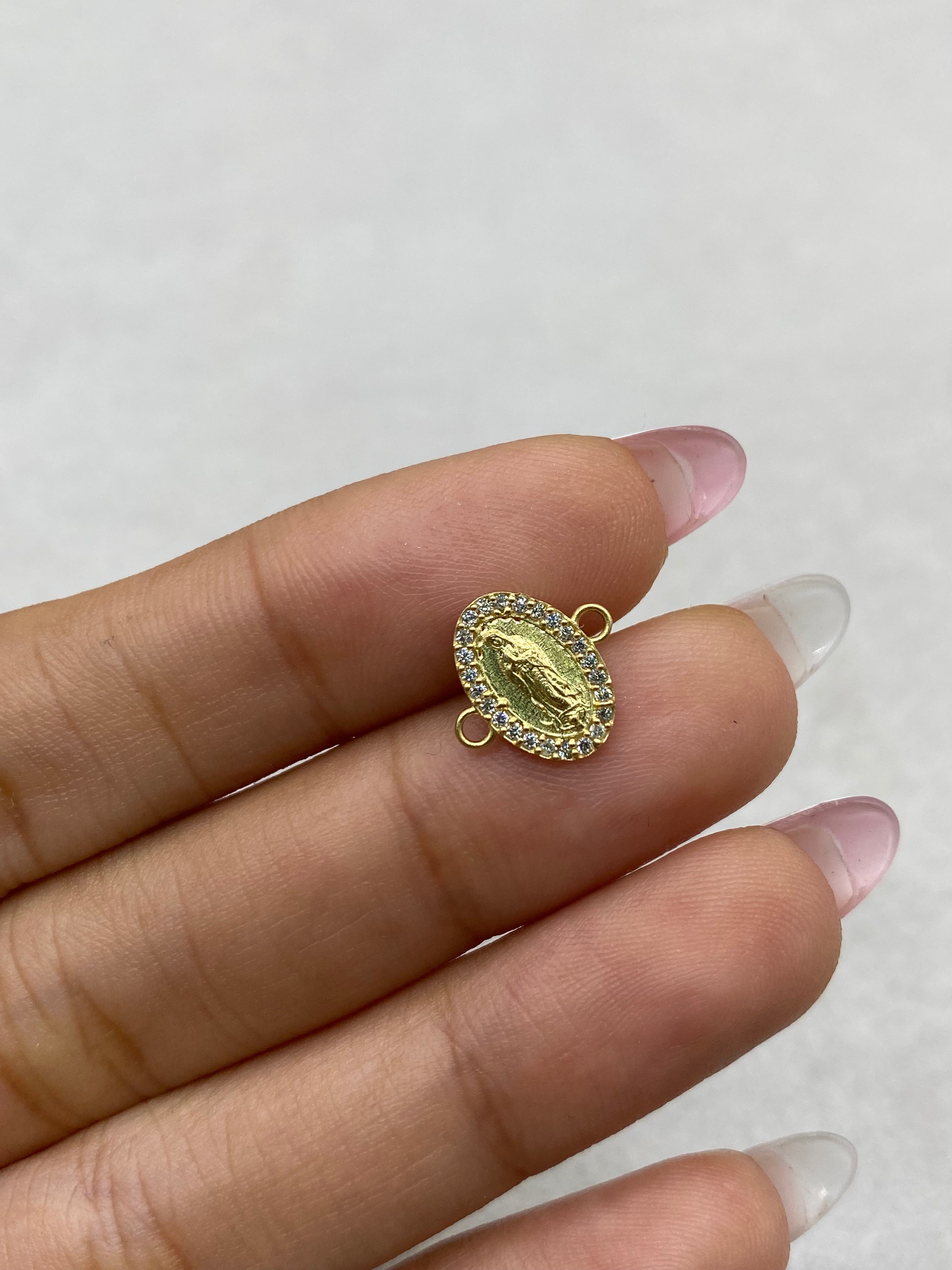 Herraje virgen guadalupe circones blancos (R)  Oro amarillo 18k 0,44 Gr / 1,0 Cm
