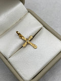 Dije cruz entre lazadas centro circon (R) Oro amarillo 18k 0,87 Gr / 12,06 mm / 2,5 Cm
