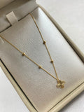 Cadena It set franco + dije trebol diamantado con balines lisos  Oro amarillo 18k +3 / 0,80 Gr / 1,0 mm / 45 Cm