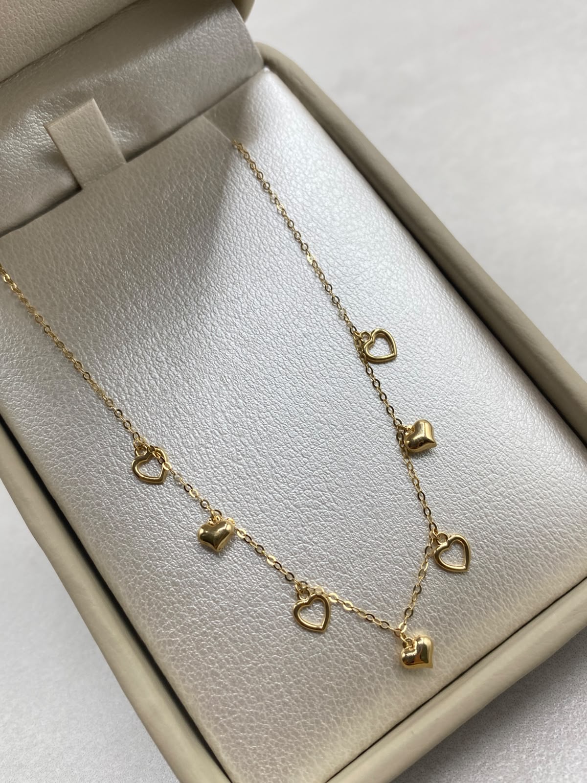 Cadena It aro seguido con dijes corazon Oro amarillo 18k +3 / 1,39 Gr / 1,0 mm / 45 Cm
