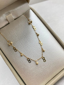 Cadena It aro seguido con dijes infinitos y balines diamantados  Oro amarillo 18k +3 / 0,96 Gr / 1,0 mm / 45 Cm