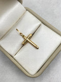 Dije cruz puntas tubulares Oro amarillo 18k 0,6 Gr / 13 mm / 2,8 Cm
