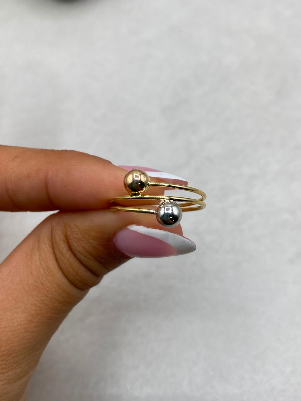 Anillo bola lisa Oro blanco y Oro rosa 18k / Talla 6 / 1,47 Gr / 2 mm