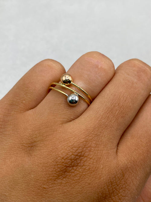 Anillo bola lisa Oro blanco y Oro rosa 18k / Talla 6 / 1,47 Gr / 2 mm