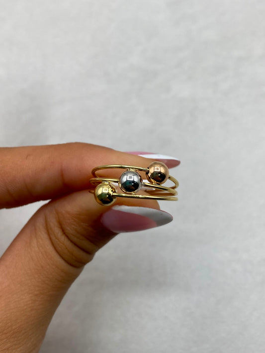 Anillo Anillo bola lisa  Tres oros 18k / Talla 5 1/2 / 2,17 Gr / 3,66 mm