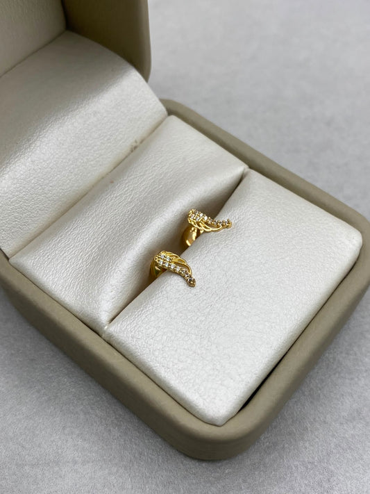 Topos alas circon blanco Oro amarillo 18k 0,60 Gr / 8,12 mm