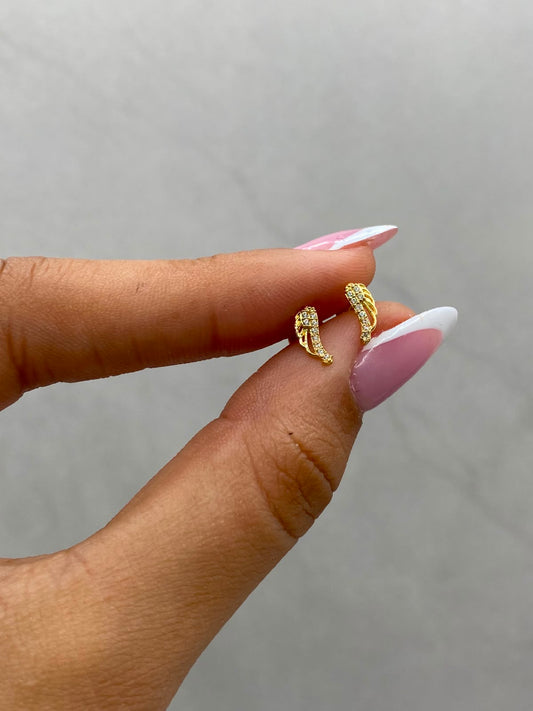 Topos alas circon blanco Oro amarillo 18k 0,60 Gr / 8,12 mm
