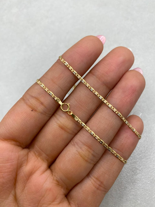 Cadena It plana diamantada Tres oros 18k 1,91 Gr / 1,0 mm / 45 Cm