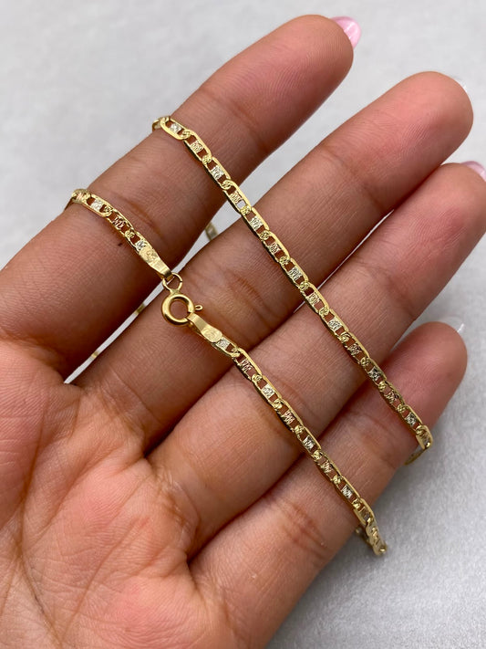 Cadena It Plana Diamantada Tres oros 18k 6,03 Gr / 2,33 mm / 60 Cm