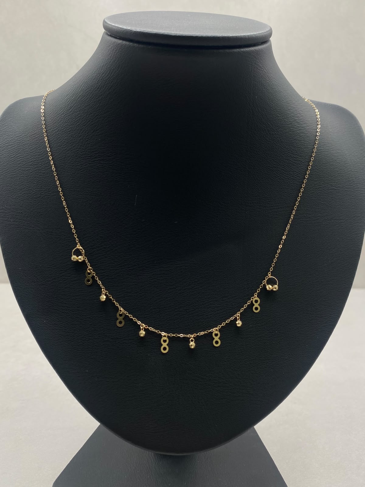 Cadena It aro seguido con dijes infinitos y balines diamantados  Oro amarillo 18k +3 / 0,96 Gr / 1,0 mm / 45 Cm