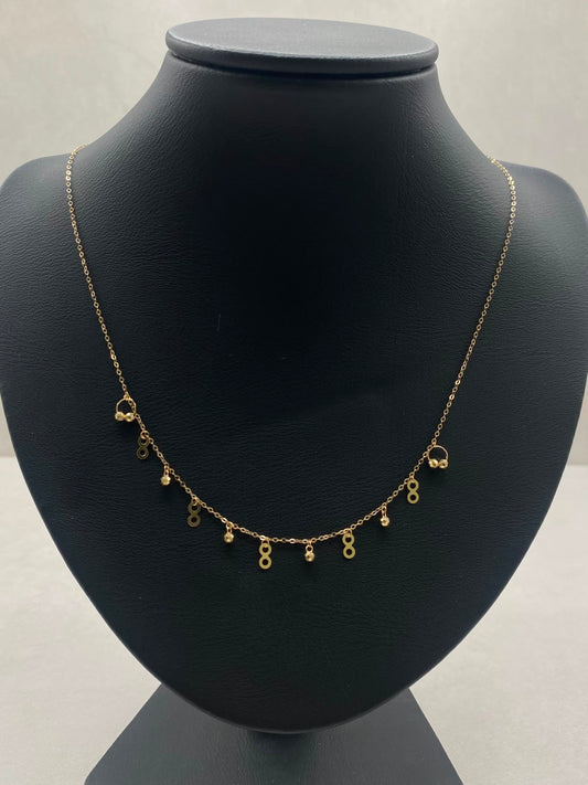 Cadena It aro seguido con dijes infinitos y balines diamantados  Oro amarillo 18k +3 / 0,96 Gr / 1,0 mm / 45 Cm