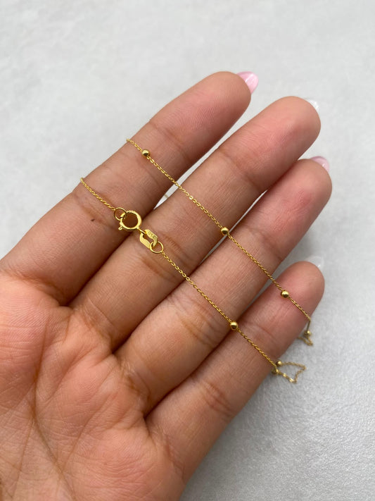 Cadena It aro seguido con balines lisos  Oro amarillo 18k 1,61 Gr / 0,8 mm / 50 Cm