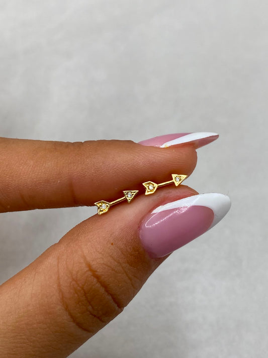 Topos flecha circon blanco Oro amarillo 18k 0,62 Gr / 2,70 mm
